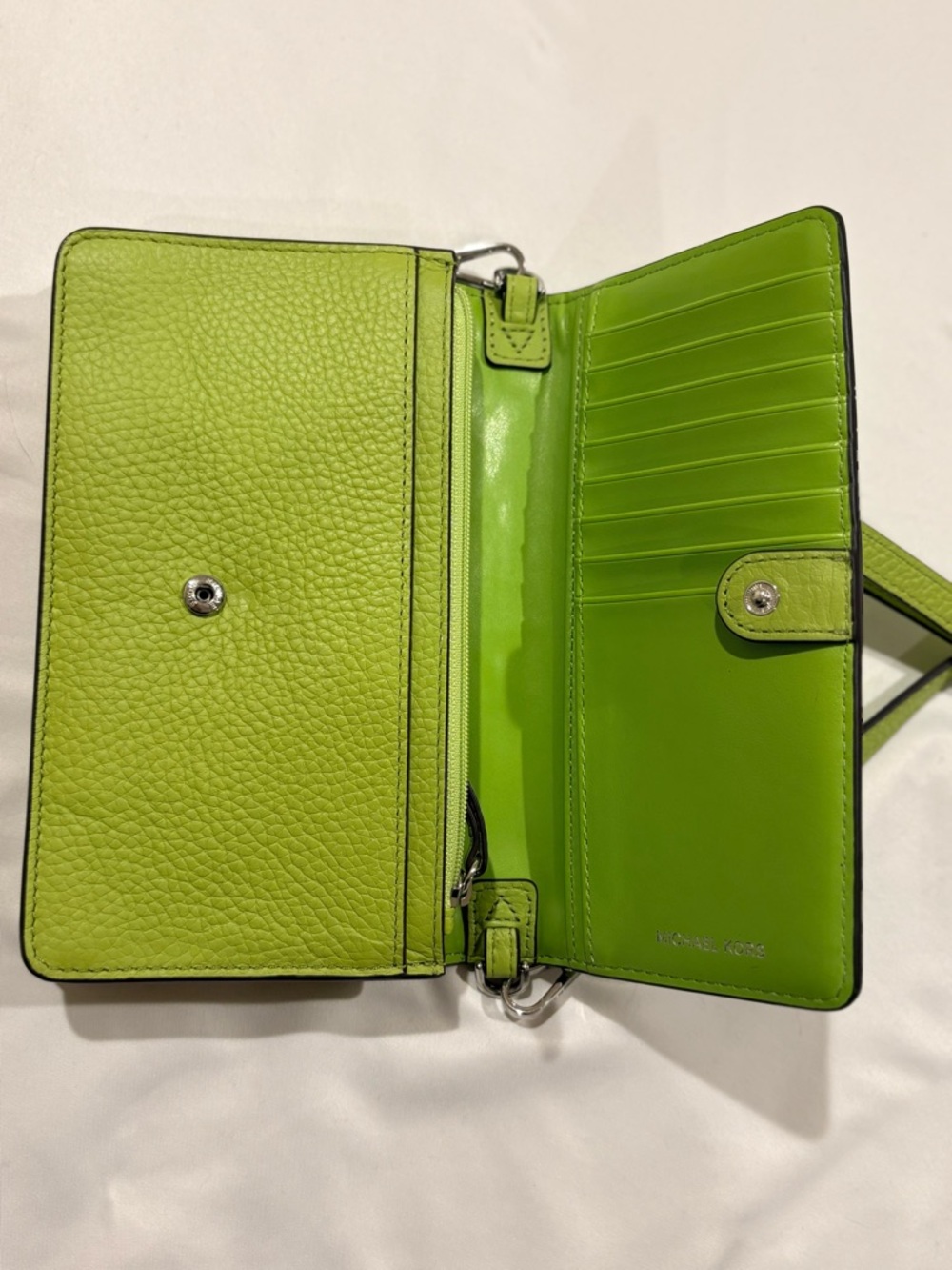 Michael Kors Lime Green Pebbled Leather Wallet - Picture 5 of 15
